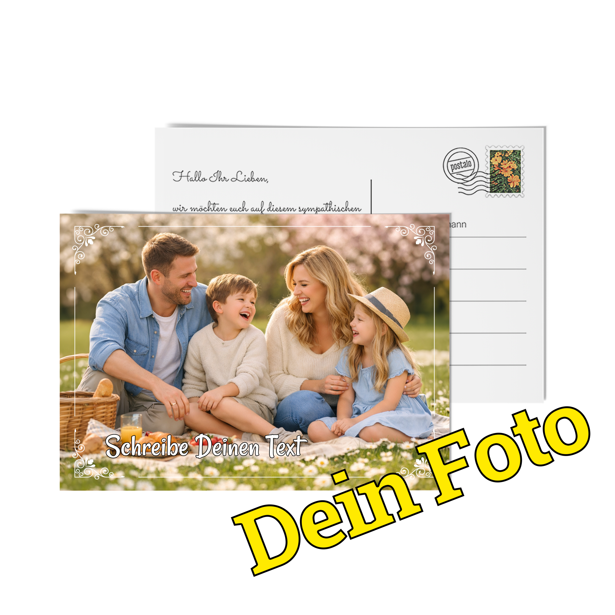 Postkarte Standard online gestalten mit eigenem Text und Foto